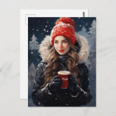 Eine Postkarte für Winter- und Kaffeefans (Vorne/Hinten)