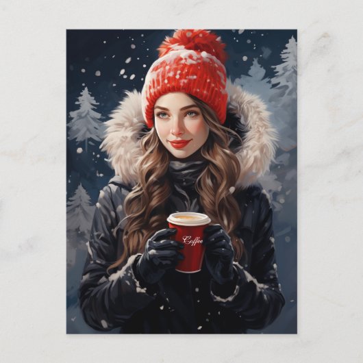 Eine Postkarte für Winter- und Kaffeeliebhaber (Vorderseite)