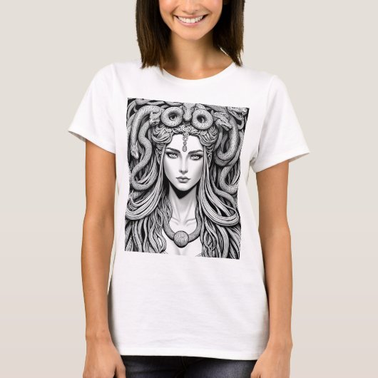 Eine Priesterin verwandelte Dämon, Medusa T-Shirt (Vorderseite)
