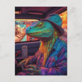 Eine psychedelische Eidechse in einem Fahrzeug Postkarte (Vorderseite)