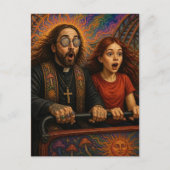 Eine psychedelische Priester Achterbahnfahrt Postkarte (Vorderseite)