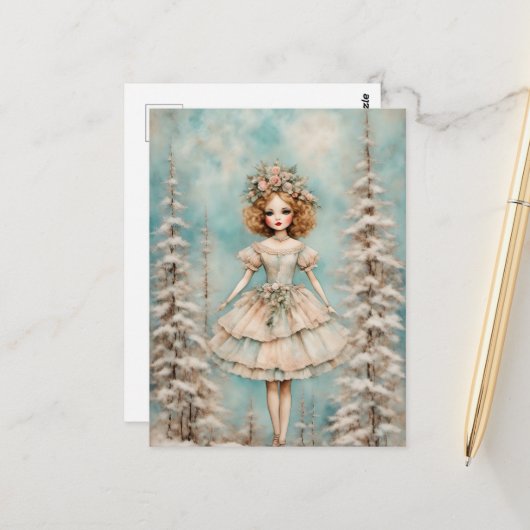 Eine Puppe im Wald Postkarte (Vorderseite/Rückseite Beispiel)