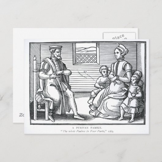 Eine puritanische Familie Postkarte (Vorne/Hinten)