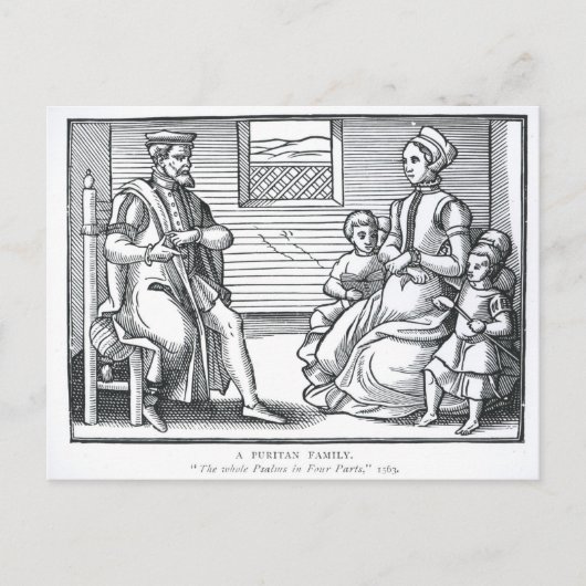 Eine puritanische Familie Postkarte (Vorderseite)
