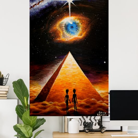 Eine Pyramide unter dem kosmischen Auge Gottes Poster (Heimbüro)