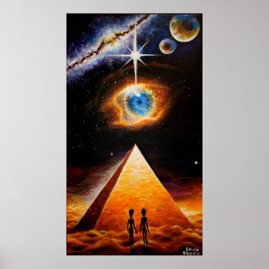 Eine Pyramide unter dem kosmischen Auge Gottes Poster (Vorne)