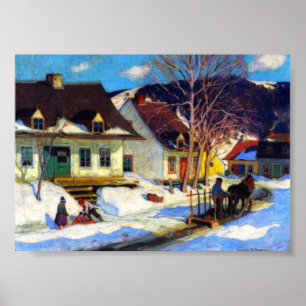 Eine Quebec Village Street, Winter, Clarence Gagno Poster