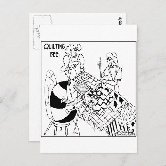 Eine Quiltierbiene Postkarte (Vorne/Hinten)