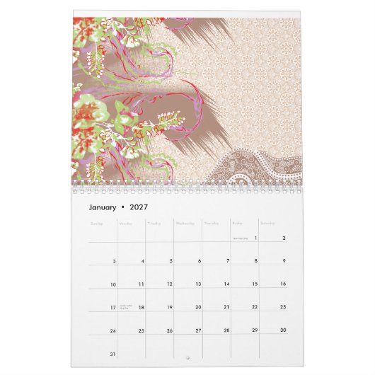 Eine raffinierte, blumengeschmückte Einrichtung mi Kalender (Jan 2027)