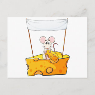 Eine Ratte, die über dem Käse sitzt und eine leere Postkarte