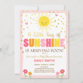 Eine Ray-out-Baby-Dusche Einladung Pink Girl (Vorderseite)