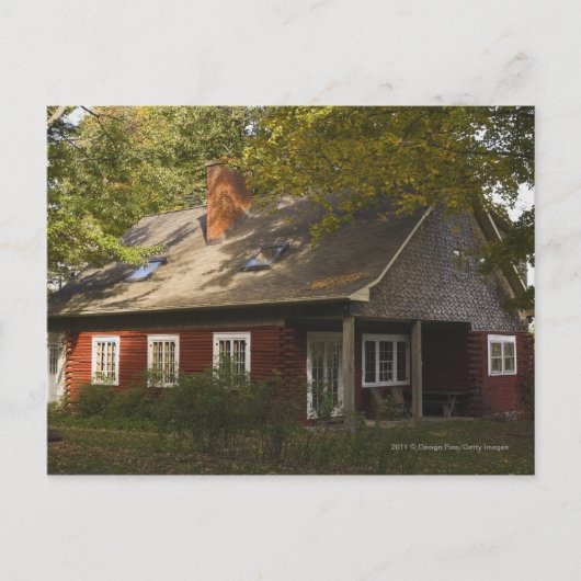 Eine Red Log-Zuhause Postkarte (Vorderseite)