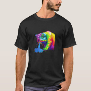 Eine Regenbogen-Pop-Katze kotzt T-Shirt