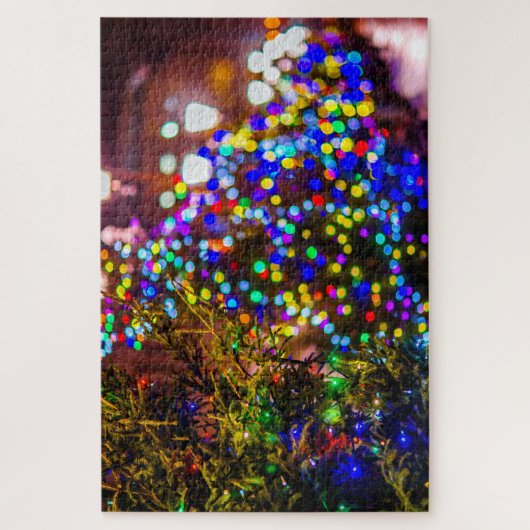 Eine Reihe beleuchteter Weihnachtsbäume Puzzle (Vertikal)