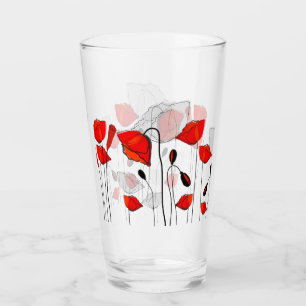Eine Reihe der roten Mohnblumen Glas
