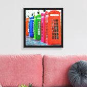 Eine Reihe farbenfroher Telefonboxen Leinwanddruck (Insitu (Wohnzimmer))