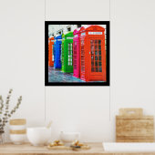 Eine Reihe farbenfroher Telefonboxen Poster (Küche)