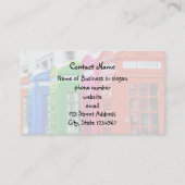 Eine Reihe farbenfroher Telefonboxen Visitenkarte (Rückseite)