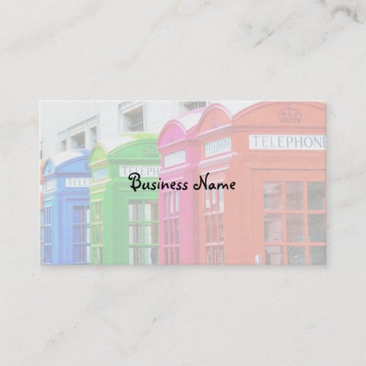 Eine Reihe farbenfroher Telefonboxen Visitenkarte (Vorderseite)