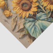 Eine Reihe Vintager Sonnenblumen und Blüten Seidenpapier (Ausschnitt)