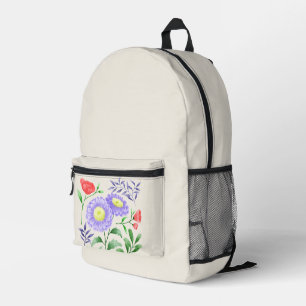 Eine Reihe von Blumen in Aquarell gemalt  Bedruckter Rucksack