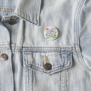 Eine Reihe von Blumen in Aquarell gemalt Button