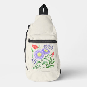 Eine Reihe von Blumen in Aquarell gemalt Crossbody Bag