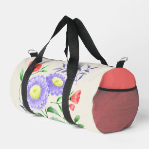 Eine Reihe von Blumen in Aquarell gemalt Duffle Bag