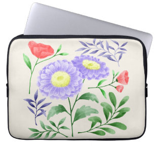 Eine Reihe von Blumen in Aquarell gemalt  Laptopschutzhülle