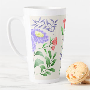 Eine Reihe von Blumen in Aquarell gemalt Milchtasse