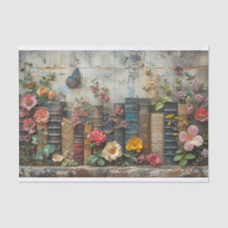 Eine Reihe von Büchern mit Blume Seidenpapier