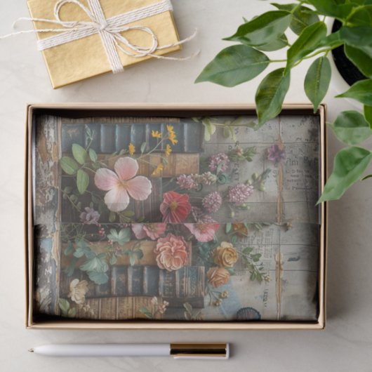 Eine Reihe von Büchern mit Blume Seidenpapier (Geschenk)