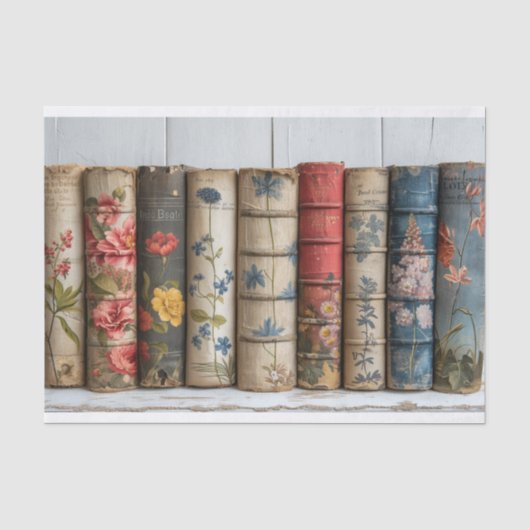 Eine Reihe von Büchern mit gestrichenen Blume Seidenpapier (Vorderseite)
