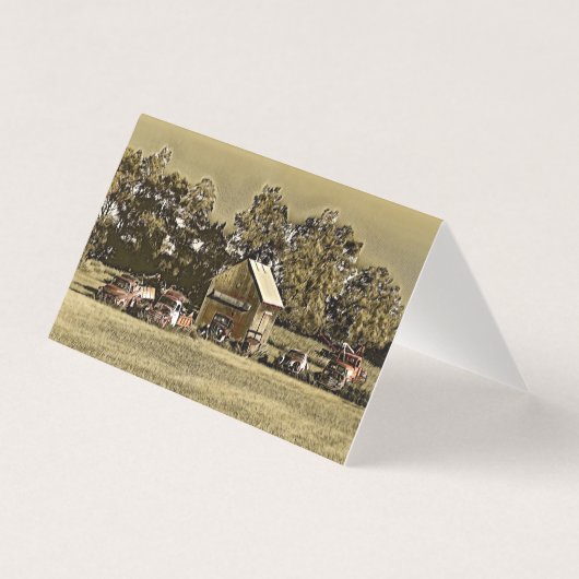 Eine Reihe von Jalopien im Gras. (Vorderseite)