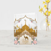 Eine Reise des Glaubens mit Camels Eid Al Fitr Karte (Gelbe Blume)