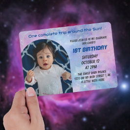 Eine Reise um das Sun-Foto zum Geburtstag Einladun Einladung