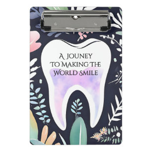 Eine Reise zum Lächeln: Boho Floral Dental Sudent Mini Klemmbrett