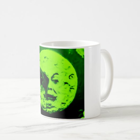 Eine Reise zum Mond (Retro Marsgrün) Kaffeetasse (VorderseiteRechts)