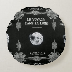 Eine Reise zum Mond Vintage-Kino Georges Melies Rundes Kissen