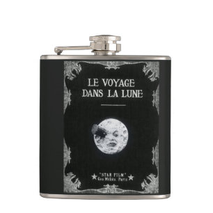 Eine Reise zum Mond Vintage Retro Französisches Ki Flachmann