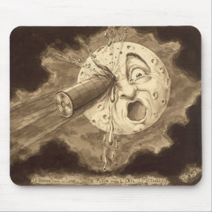 Eine Reise zum Mond Vintage-Zeichnung Mousepad