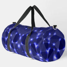 Eine Reisetasche mit blauem geometrischen Design