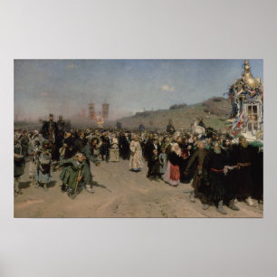 Eine religiöse Prozession in der Provinz Poster