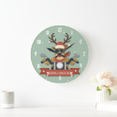 Eine Rentier-Sonnenbrille mit Motorrad Große Wanduhr (Zuhause)