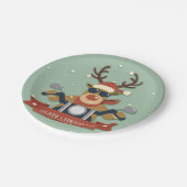 Eine Rentier-Sonnenbrille mit Motorrad Pappteller (Schrägansicht)