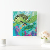 Eine Rettung der Meeresschildkröte Quadratische Wanduhr (Zuhause)