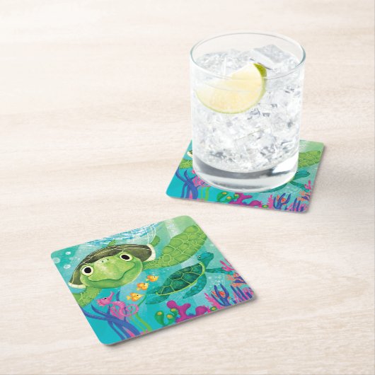 Eine Rettung der Meeresschildkröte Rechteckiger Pappuntersetzer (Vor Ort)