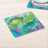 Eine Rettung der Meeresschildkröte Rechteckiger Pappuntersetzer (angewinkelt)