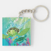 Eine Rettung der Meeresschildkröte Schlüsselanhänger (Rückseite)