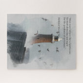 Eine riesige Welle trifft auf einen Leuchtturm in Puzzle (Horizontal)